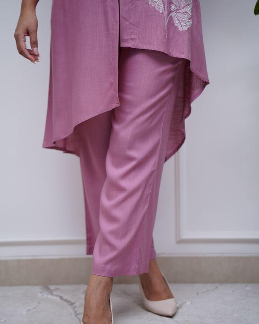 EKRIA Rosé Bloom Embroidered Kurta Set