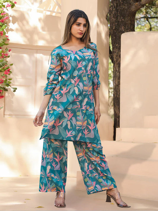 EKRIA Tropical Bloom Viscose Printed Co-ord Set