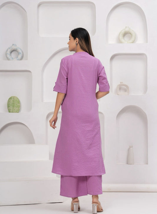 EKRIA Lilac Cotton Kurta-Palazzo Co-Ord Set