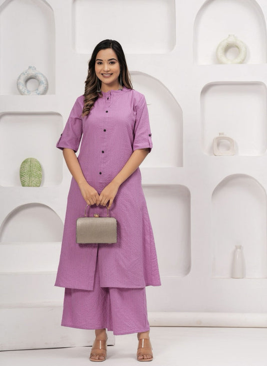 EKRIA Lilac Cotton Kurta-Palazzo Co-Ord Set