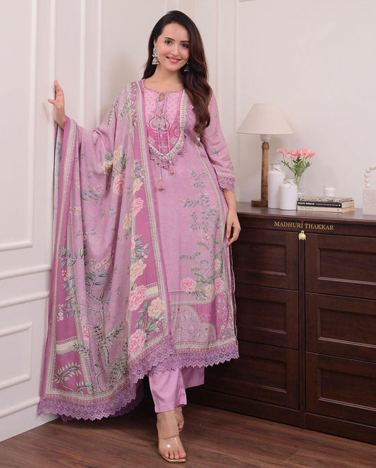 EKRIA Blush Mauve Garden Kurta Set