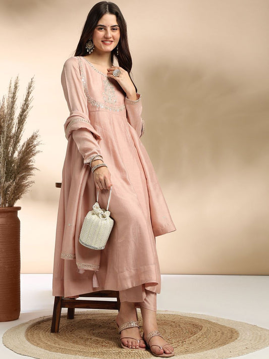 EKRIA Blush Pink Embroidered Kurta Set with Dupatta